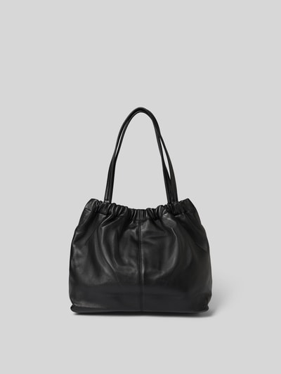 Produktfoto, Tote Bag aus echtem Lammleder von Marc Jacobs, schwarz, mit Raffung, Logo-Detail, Magnetverschluss, Hauptfach, Maße: 37 cm Breite, 31 cm Länge, 12 cm Tiefe, glatte Textur