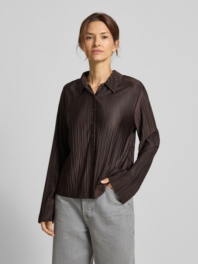 Samsøe Samsøe Regular Fit Bluse mit Plisseefalten Modell 'SAUMA' Schoko Melange 4