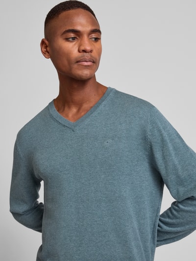 Tom Tailor Regular Fit Strickpullover aus reiner Baumwolle Jeansblau 3