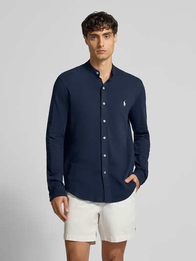 Polo Ralph Lauren Regular fit vrijetijdsoverhemd met labelstitching en opstaande kraag Marineblauw - 4