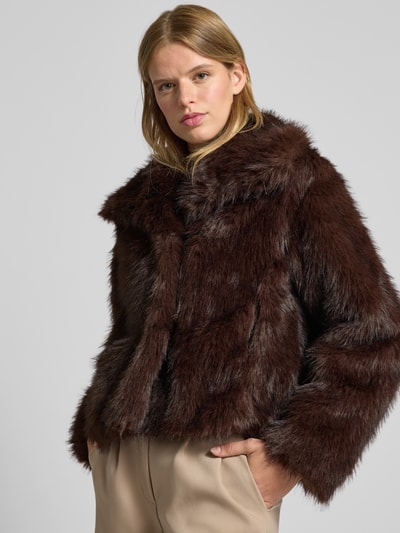 Only Relaxed fit jack van imitatiebont met haakjessluiting, model 'DAWN LIFE' Chocoladebruin - 3