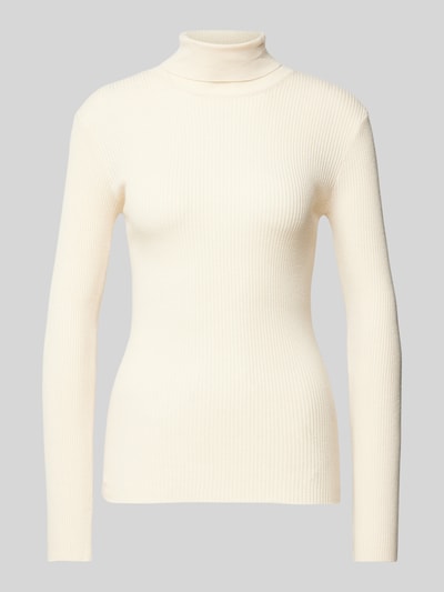 Pieces Slim Fit Rollkragenpullover in Ripp-Optik Modell 'MIRA' Offwhite 2