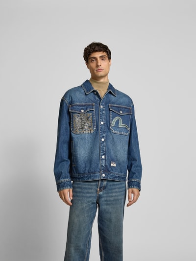 Evisu Jeansjacke mit Knopfleiste Jeansblau 4