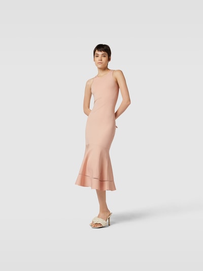 Victoria Beckham Midikleid mit Rundhalsausschnitt Apricot 1