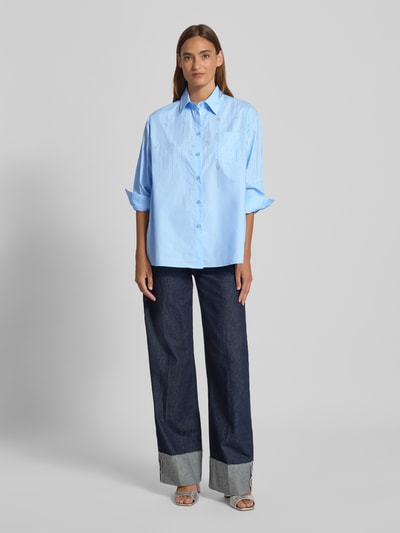 Liu Jo White Relaxed fit overhemdblouse met broderie anglaise Lichtblauw - 1