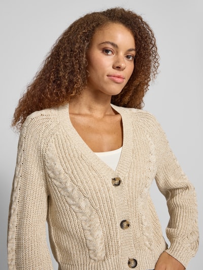 Only Relaxed Fit Cardigan aus Baumwoll-Mix Modell 'ROSIE' Ecru 3