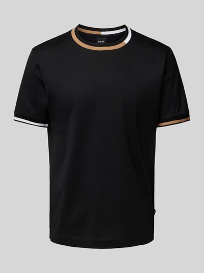 BOSS T-Shirt mit gerippten Abschlüssen Modell 'Thompson' Black 1