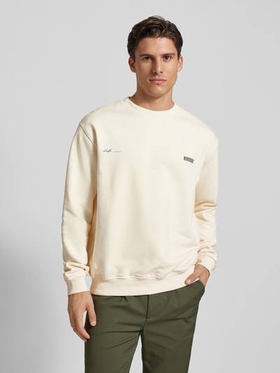 WOODBIRD Sweatshirt met labelprint, model 'CANE' Offwhite - 4