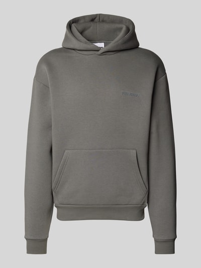 REVIEW Hoodie mit Label-Print Dunkelgrau 2