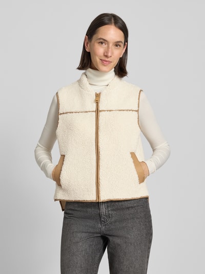 MOS MOSH Gilet van teddybont met schuine zakken, model 'Rowe' Ecru - 4