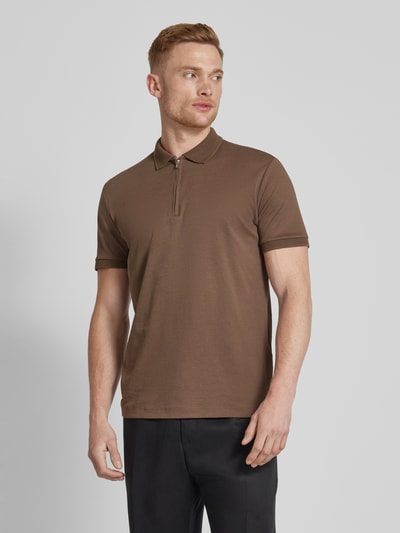 SELECTED HOMME Regular fit poloshirt met ritssluiting, model 'FAVE' Olijfgroen - 4