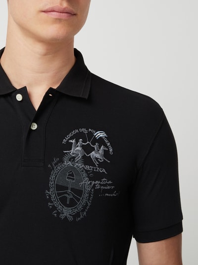 La Martina Poloshirt met geborduurd logo, model 'Quito' Zwart - 3