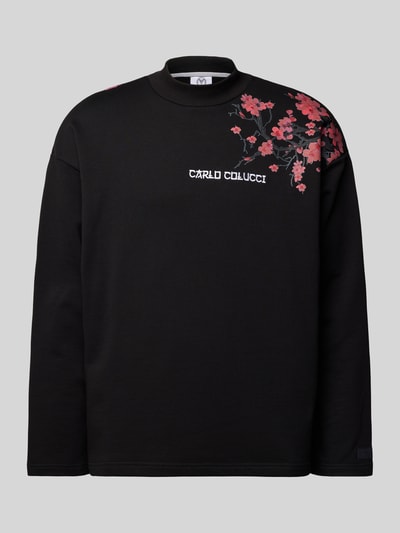 CARLO COLUCCI Sweatshirt mit Label-Stitching Black 2