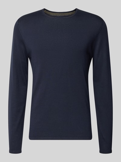 Christian Berg Men Strickpullover aus Baumwolle mit Rundhalsausschnitt Marine 1