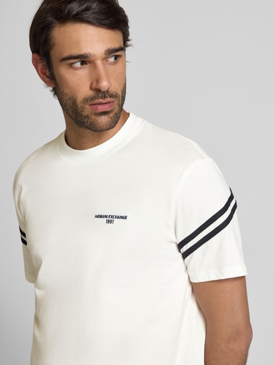 Armani Exchange T-shirt z wyhaftowanym logo i okrągłym dekoltem Biały 3