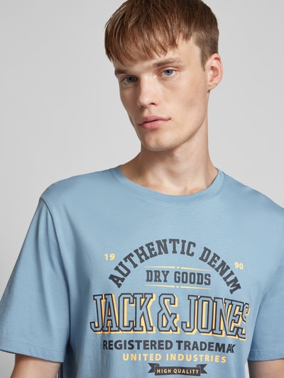 Jack & Jones T-shirt z nadrukiem z logo model ‘ELOGO’ Szaroniebieski 3