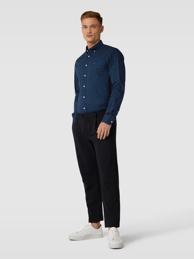 Tommy Hilfiger Business-Hemd mit feinem Allover-Muster Modell 'GEO' Bleu Melange 1