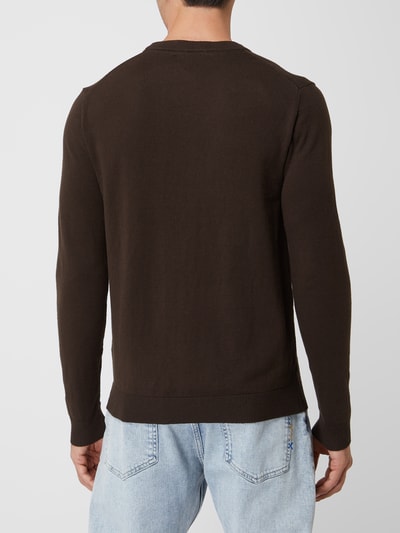 SELECTED HOMME Pullover mit strukturiertem Muster Modell 'Romen' Dunkelbraun 5