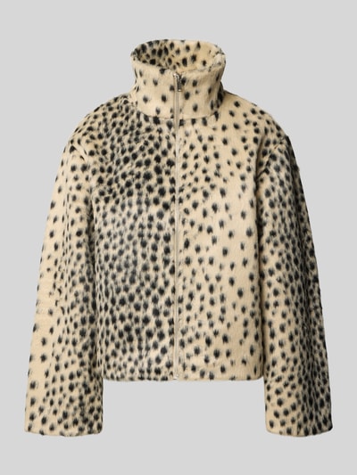 Gina Tricot Jacke aus Kunstfell mit Stehkragen Sand 1