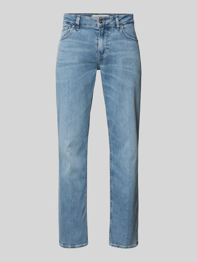 Produktfoto, Straight Leg Jeans im 5-Pocket-Design Modell 'ANGELS' von Guess, hellblauer Baumwoll-Mix mit Stretch-Anteil, Gerader-Schnitt