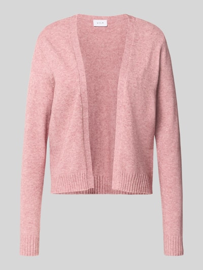 Productfoto, Strickjacke aus Viskose-Mix van VILA in roze, recht pasvorm, geribde band en mouwboorden, dames, viscosemix, ruglengte maat S 52 cm, mouwlengte maat S 64 cm