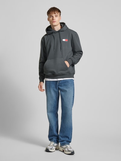 Tommy Jeans Hoodie met labelprint, model 'ESSENTIAL' Antraciet - 1