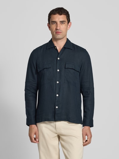 Marc O'Polo Regular Fit Leinenhemd mit Brustpattentaschen Marine 4