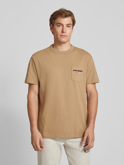 Polo Sport T-Shirt mit Label-Stitching Khaki 4