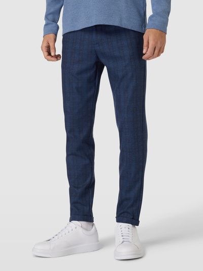 Lindbergh Broek met fijn ruitmotief, model 'Superflex' Koningsblauw - 4