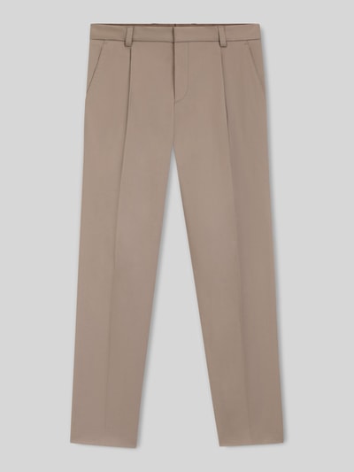 Produktfoto, Slim Fit Bundfaltenhose aus Baumwoll-Mix Modell 'GENRICH' von HUGO, Optik: Unifarben, glatte Struktur, dezente Bundfalten, seitliche Eingrifftaschen, Gesäßtaschen mit Knopf.