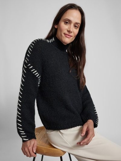 Vila Gebreide pullover met ribboorden, model 'CHOCA' Zwart - 3