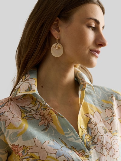 Lauren Ralph Lauren bluzka lniana o kroju relaxed fit z czystego lnu z kwiatowym wzorem na całej powierzchni Jasnoniebieski melanż 3