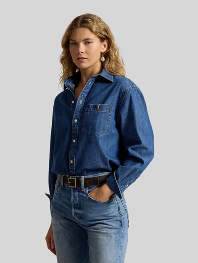 Polo Ralph Lauren Relaxed Fit Hemdbluse aus reiner Baumwolle Jeansblau 4