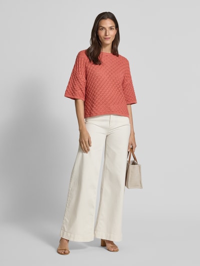 Jake*s Casual Gebreide pullover met 3/4-mouwen Terracotta - 1