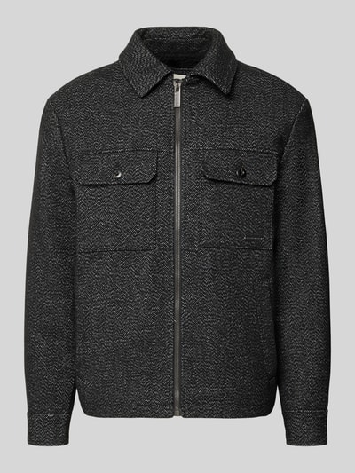 Produktfoto, Hemdjacke mit Label-Detail van TOM TAILOR Heren blouson in meerkleurige geruite look met borstzak, steekzakken, labeldetail, ritssluiting, platte kraag, lange mouwen met manchet, afgeronde rompzoom