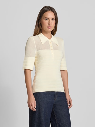 Gestuz Poloshirt van viscosemix met korte knoopsluiting Beige - 4