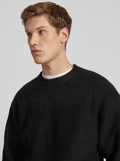 Jack & Jones Strickpullover mit Strukturmuster Modell 'OLLIE' Black 3