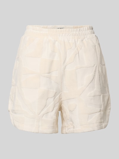 Produktfoto, Bermudas mit elastischem Bund Modell 'NABI' von ICHI, bawełniany miks, luźny krój, kremowy kolor, teksturowana powierzchnia