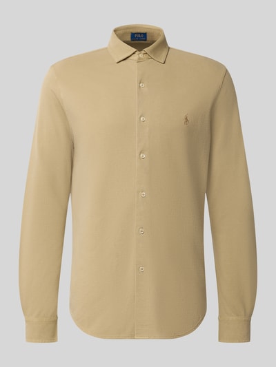 Produktfoto, Slim Fit Freizeithemd aus reiner Baumwolle von Polo Ralph Lauren in Beige mit glatter Struktur und Knopfleiste