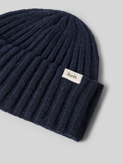 Forét Mütze aus Lammwolle mit Label-Patch Dunkelblau 2