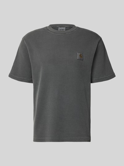 Produktfoto, graues T-Shirt mit Strukturmuster und Label-Detail, reine Baumwolle, Relaxed Fit, T-Shirt mit Strukturmuster Modell 'Nelson' von Carhartt Work In Progress