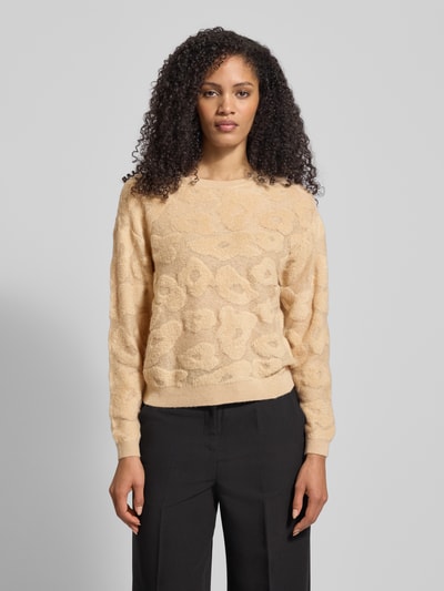 Luisa Cerano Sweter z dzianiny z okrągłym dekoltem Camel 4