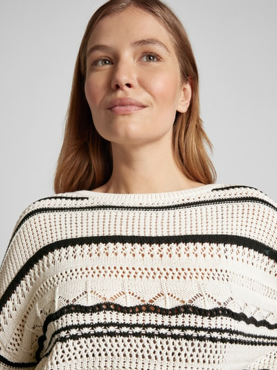 Oui Strickpullover mit Rundhalsausschnitt Beige 3