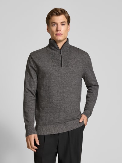 Tom Tailor Denim Regular Fit Troyer aus reiner Baumwolle Dunkelgrau Melange 4