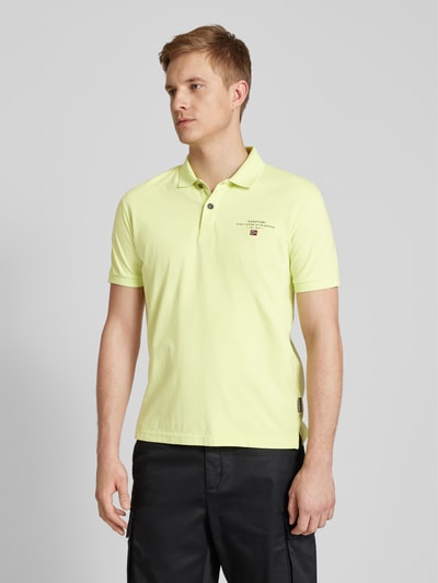 Napapijri Koszulka polo o kroju regular fit z nadrukiem z logo model ‘elbas’ Neonowy żółty 4
