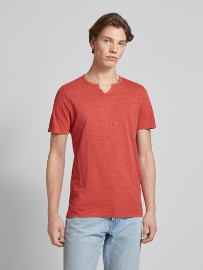 Jack & Jones T-Shirt mit V-Ausschnitt Modell 'SPLIT' Rot 4