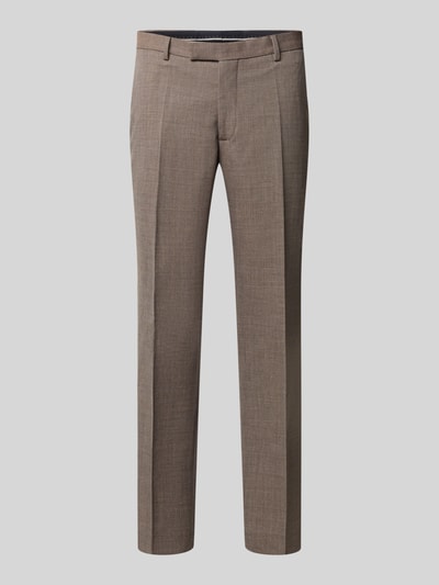 Produktfoto, Anzughose mit Bügelfalten Modell 'Ryan' von Pierre Cardin in Braun, fein strukturiert, Slim Fit, Stretch-Schurwoll-Mix