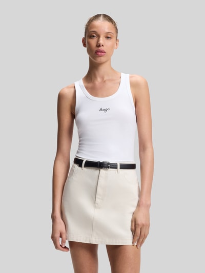 HUGO Blue Top o kroju regular fit z mieszanki bawełny model 'Damatank_B' Biały 4