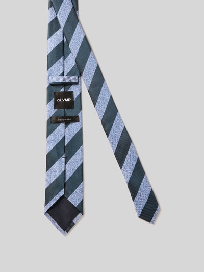 Produktfoto, Seidenkrawatte im Allover-Look (6,5 cm) von OLYMP aus Reine Seide, klassische Form, Label-Detail, Handmade, blauer Streifen-Look, strukturierte Oberfläche, Breite bei Größe 1: 7 cm.