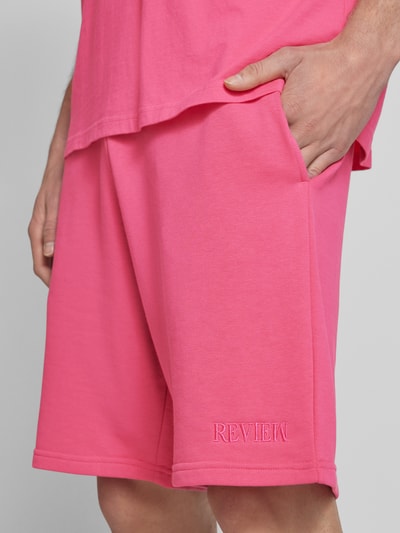 REVIEW Relaxed Fit Sweatshorts mit Label-Stitching Pink 3